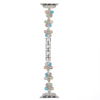 Skorter | For Apple Watch SE 2022 44mm 5-petal Flower Zinc Alloy Chain Bracelet (Silver Colorful)