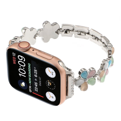 Skorter | For Apple Watch SE 2022 44mm 5-petal Flower Zinc Alloy Chain Bracelet (Silver Colorful)