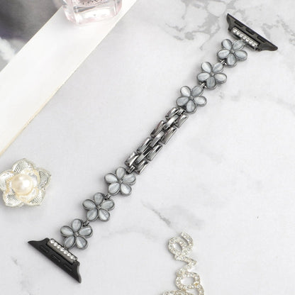 Skorter | For Apple Watch 38mm 5-petal flower zinc alloy chain watch band (Black)