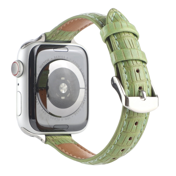 Skorter | For Apple Watch SE 2023 40mm Slim Crocodile Leather Watch Band (Light Green)
