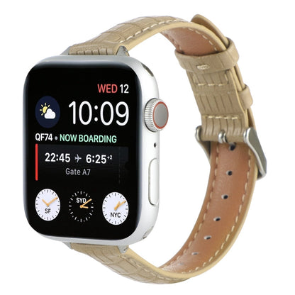 Skorter | For Apple Watch SE 2023 40mm Slim Crocodile Leather Watch (Khaki)