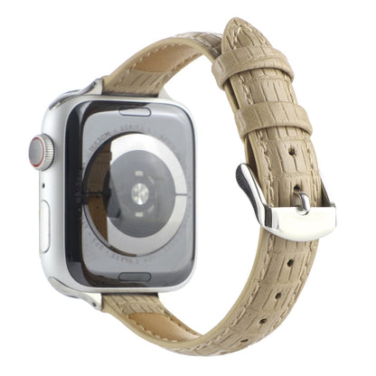 Skorter | For Apple Watch SE 2023 40mm Slim Crocodile Leather Watch (Khaki)