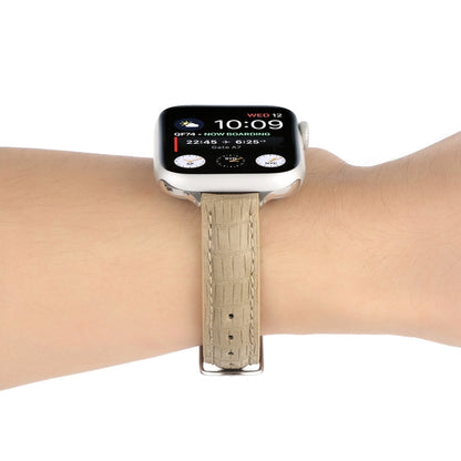 Skorter | For Apple Watch SE 2023 40mm Slim Crocodile Leather Watch (Khaki)