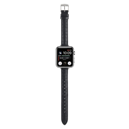Skorter | For Apple Watch SE 2023 40mm Slim Crocodile Leather Watch Strap (Black)
