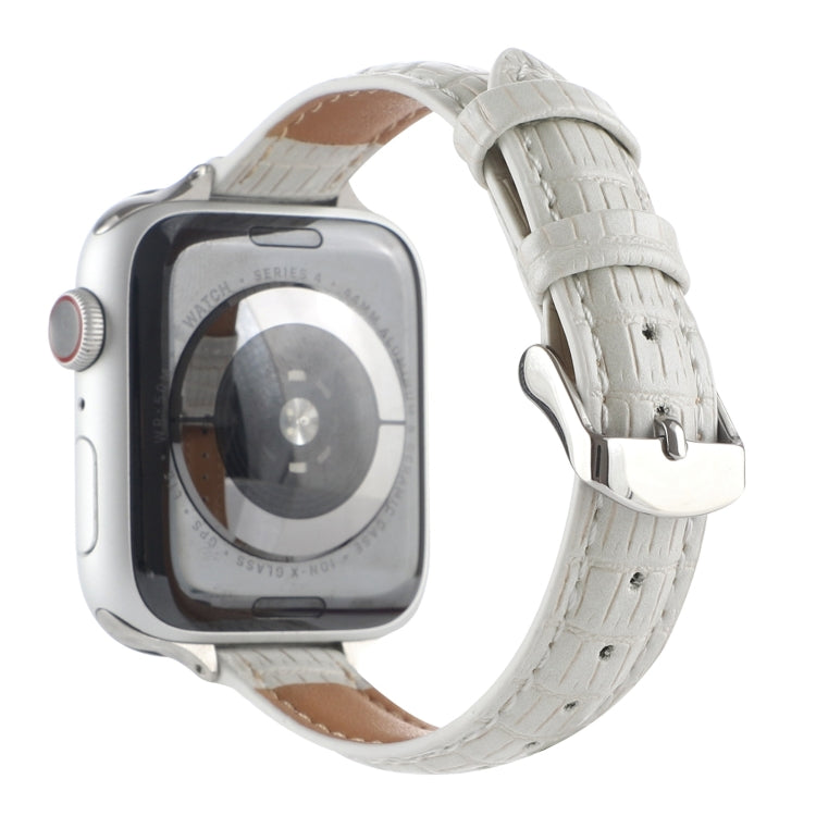 Skorter | For Apple Watch SE 2023 40mm Slim Crocodile Leather Watch Band (White)