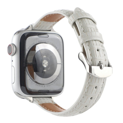 Skorter | For Apple Watch SE 2023 40mm Slim Crocodile Leather Watch Band (White)