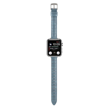 Skorter | For Apple Watch 42mm Slim Crocodile Leather Watch Band (Light Blue)