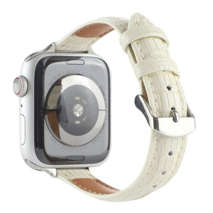 Skorter | For Apple Watch 42mm Slim Crocodile Leather Watch Strap (Beige)