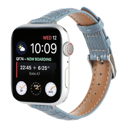 Skorter | For Apple Watch 38 mm Slim Crocodile Leather Watch Band (Light Blue)