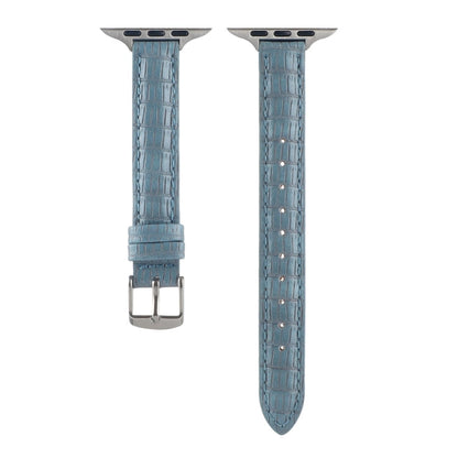 Skorter | For Apple Watch 38 mm Slim Crocodile Leather Watch Band (Light Blue)