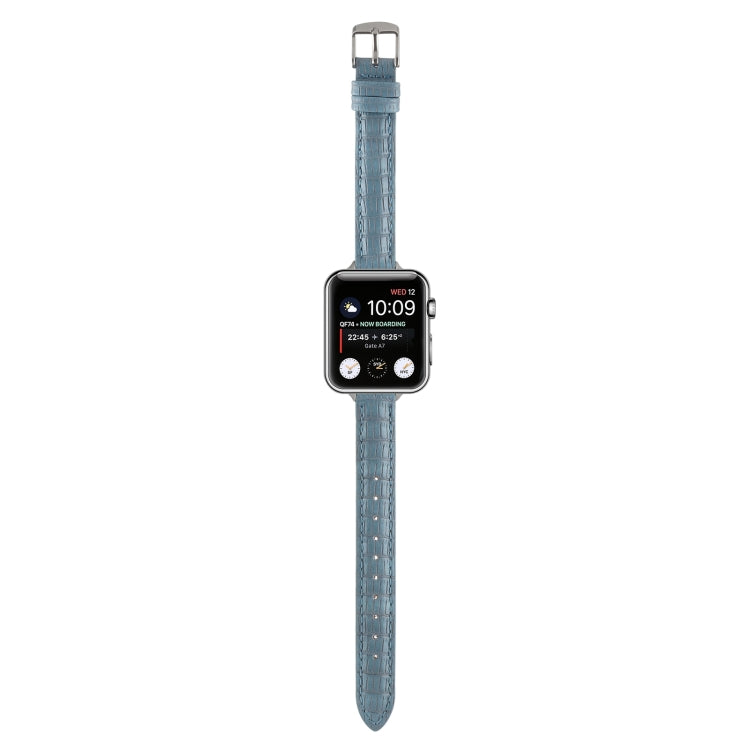Skorter | For Apple Watch 38 mm Slim Crocodile Leather Watch Band (Light Blue)