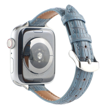 Skorter | For Apple Watch 38 mm Slim Crocodile Leather Watch Band (Light Blue)