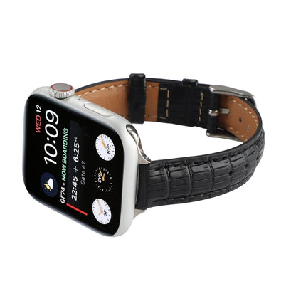 Skorter | For Apple Watch 38mm Slim Crocodile Leather Watch Band (Black)