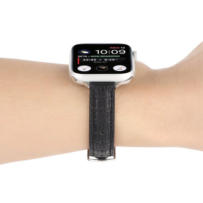 Skorter | For Apple Watch 38mm Slim Crocodile Leather Watch Band (Black)