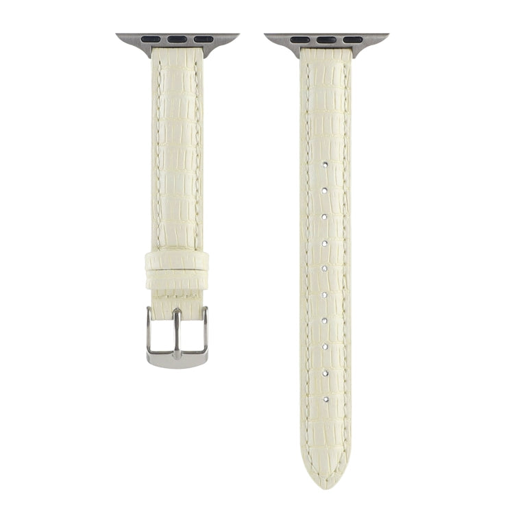 Skorter | For Apple Watch 38mm Slim Crocodile Leather Watch Band (Beige)