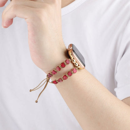 Skorter | For Apple Watch SE 2023 40mm Heart Stones Pull Chain Watch Band (Red)