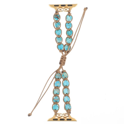 Skorter | For Apple Watch SE 2023 40mm Heart Stones Cord Chain Watch Band (Blue)