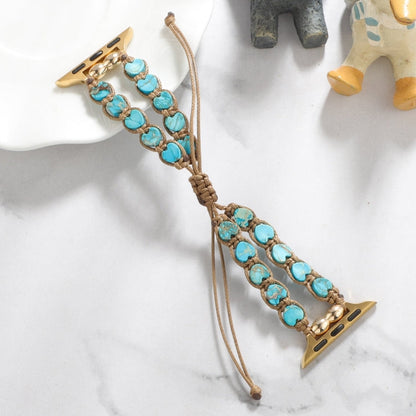 Skorter | For Apple Watch SE 2023 40mm Heart Stones Cord Chain Watch Band (Blue)