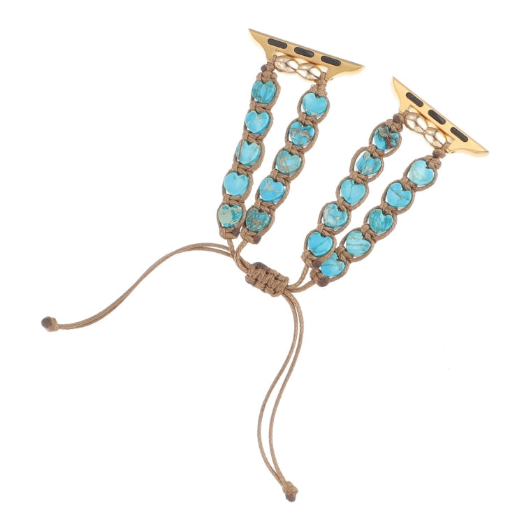 Skorter | For Apple Watch Series 8 45mm Heart Stones Drawstring Chain Bracelet (Blue)