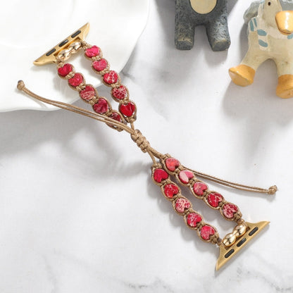 Skorter | For Apple Watch 42mm Heart Stones Chain Watch Band (Red)