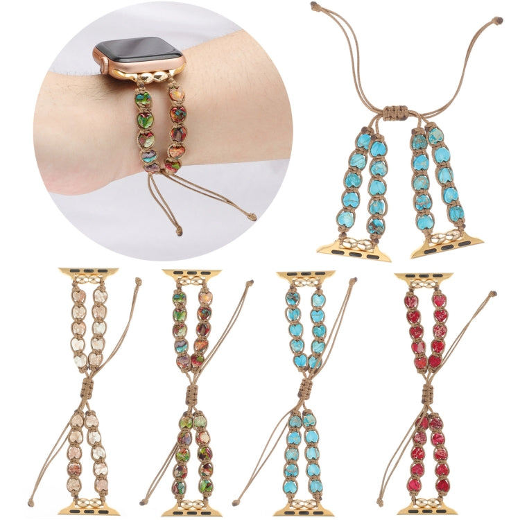 Skorter | For Apple Watch SE 2023 40mm Heart Stones Drawstring Chain Watch Strap (Colorful)