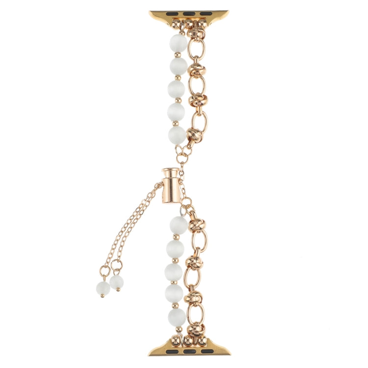 Skorter | For Apple Watch 42mm Pearl Chain Metal Strap Watch Band (White Gold)