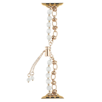 Skorter | For Apple Watch 42mm Pearl Chain Metal Strap Watch Band (White Gold)