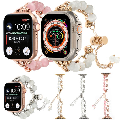 Skorter | For Apple Watch SE 2022 44mm Bead Chain Metal Bracelet Watch Band (Rose Pink Gold)