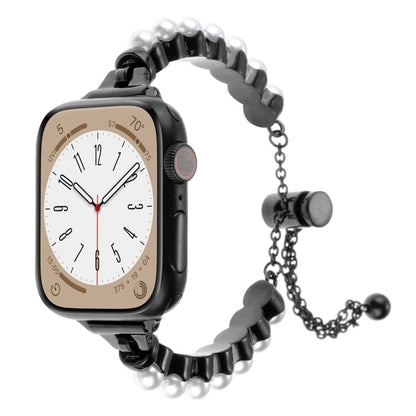 Skorter | For Apple Watch SE 2023 44mm Beaded Bracelet Metal Watch Band (Black)