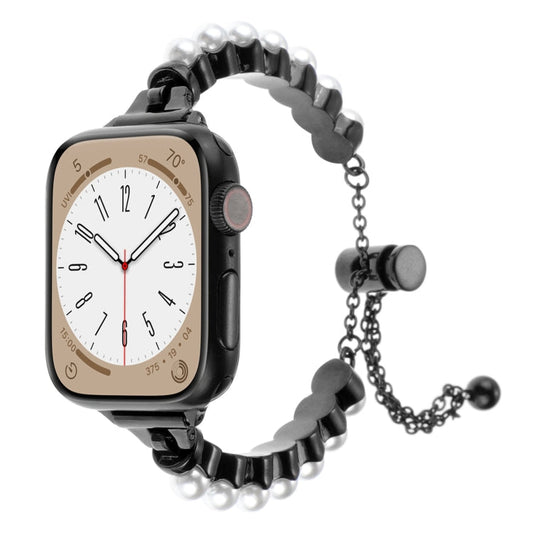 Skorter | For Apple Watch SE 2023 44mm Beaded Bracelet Metal Watch Band (Black)