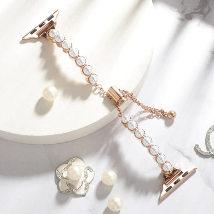 Skorter | For Apple Watch SE 2023 44mm Beaded Bracelet Metal Watch Band (Rose Gold)