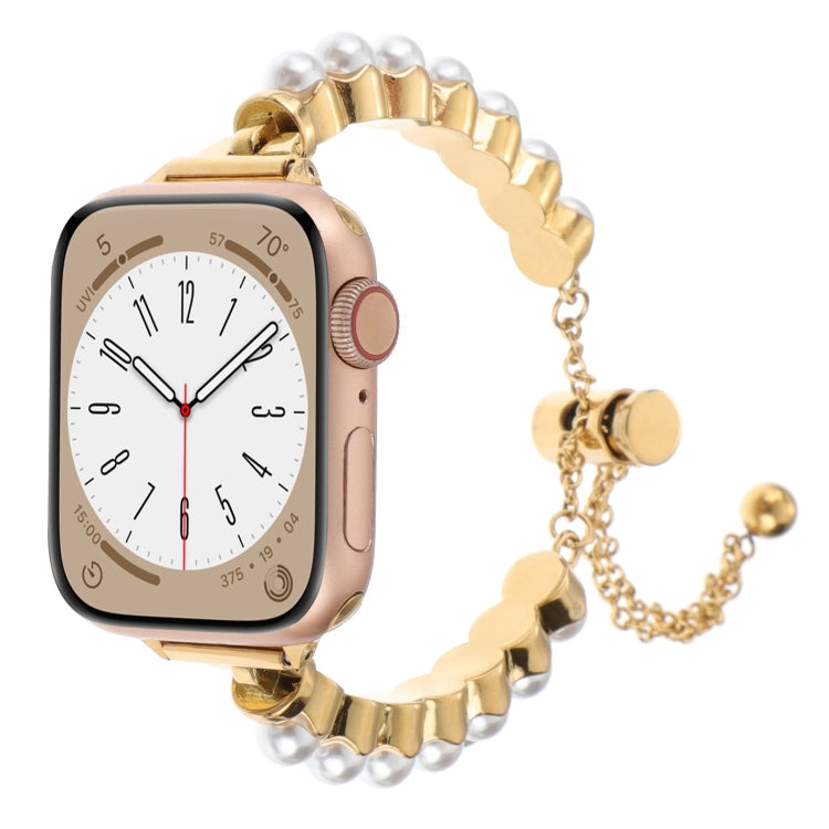 Skorter | For Apple Watch 42mm Pearl Bracelet Metal Watch Band (Gold)