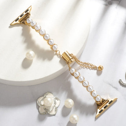 Skorter | For Apple Watch 42mm Pearl Bracelet Metal Watch Band (Gold)