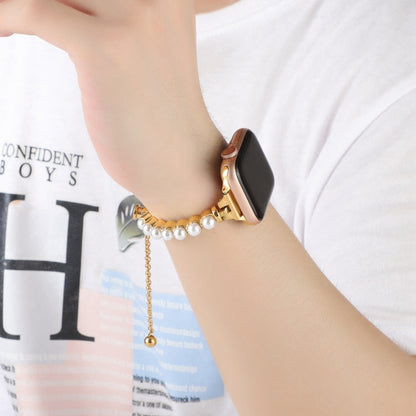 Skorter | For Apple Watch 42mm Pearl Bracelet Metal Watch Band (Gold)