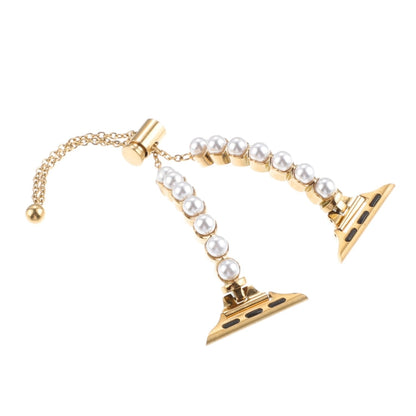 Skorter | For Apple Watch 42mm Pearl Bracelet Metal Watch Band (Gold)