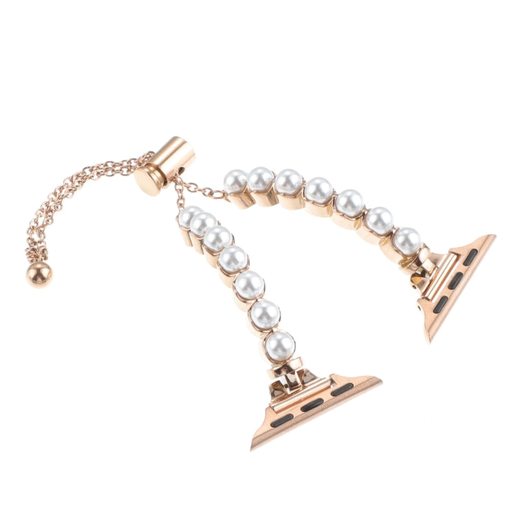 Skorter | For Apple Watch 42mm Pearl Bracelet Metal Watch Band (Rose Gold)