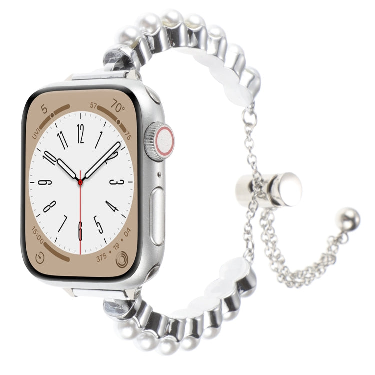 Skorter | For Apple Watch 42mm Pearl bracelet metal watch band (Silver)
