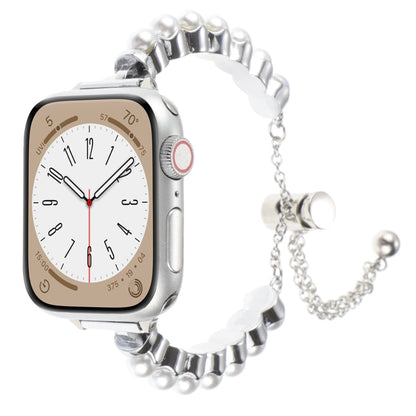Skorter | For Apple Watch 42mm Pearl bracelet metal watch band (Silver)