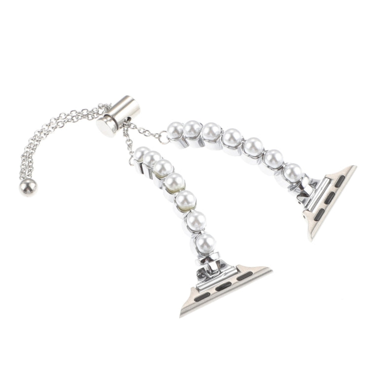 Skorter | For Apple Watch 42mm Pearl bracelet metal watch band (Silver)