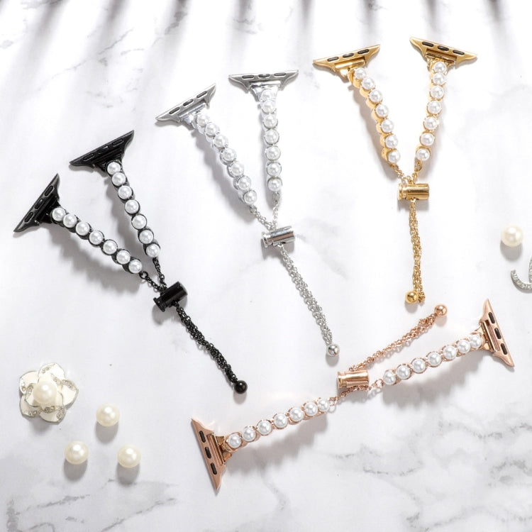 Skorter | For Apple Watch SE 2022 44mm Bead Bracelet Metal Watch Band (Black)