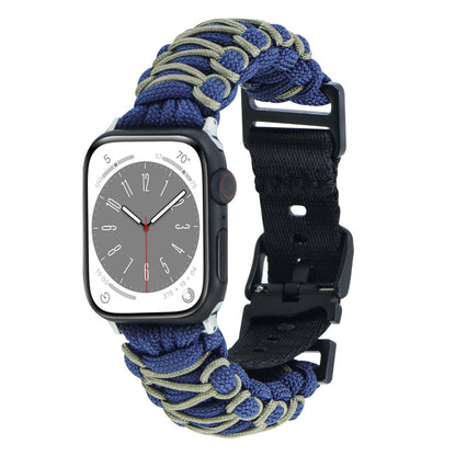 Skorter | For Apple Watch SE 2023 44mm Dual-Layer Braided Paracord Buckle Watch Strap (Marine Army Green)