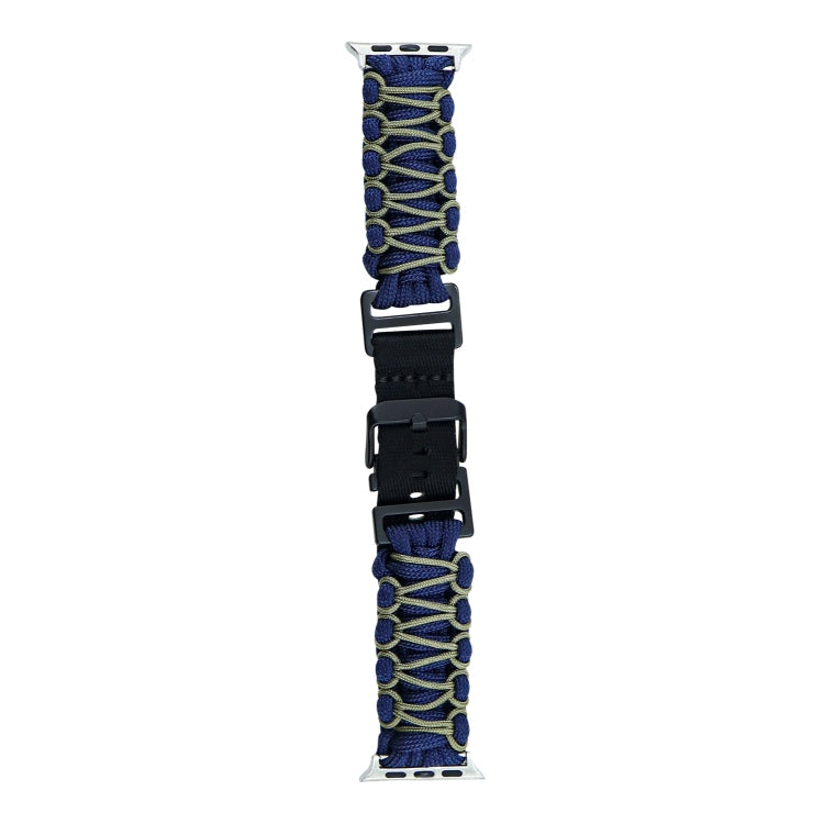 Skorter | For Apple Watch SE 2023 44mm Dual-Layer Braided Paracord Buckle Watch Strap (Marine Army Green)