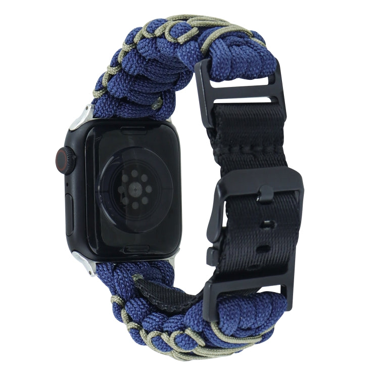Skorter | For Apple Watch SE 2023 44mm Dual-Layer Braided Paracord Buckle Watch Strap (Marine Army Green)