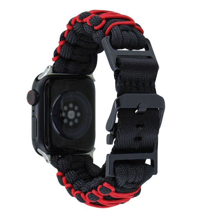 Skorter | For Apple Watch SE 2023 44mm Dual-Layer Braided Paracord Buckle Strap (Black Red)