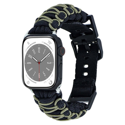 Skorter | For Apple Watch SE 2023 44mm Dual-Layer Braided Paracord Buckle Strap (Black Army Green)