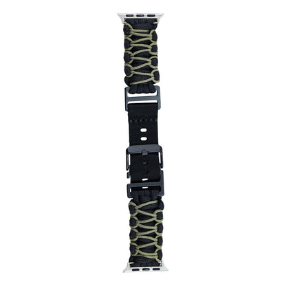 Skorter | For Apple Watch SE 2023 44mm Dual-Layer Braided Paracord Buckle Strap (Black Army Green)