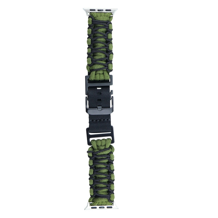 Skorter | For Apple Watch SE 2023 44mm Dual-Layer Braided Paracord Buckle Strap (Army Green Black)