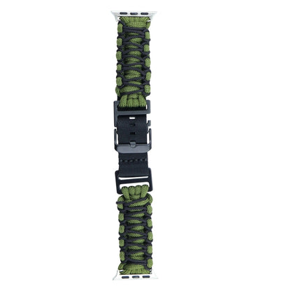 Skorter | For Apple Watch SE 2023 44mm Dual-Layer Braided Paracord Buckle Strap (Army Green Black)