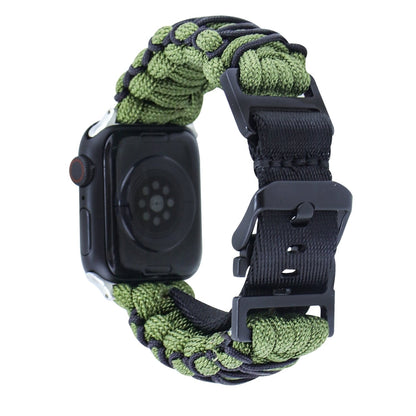 Skorter | For Apple Watch SE 2023 44mm Dual-Layer Braided Paracord Buckle Strap (Army Green Black)