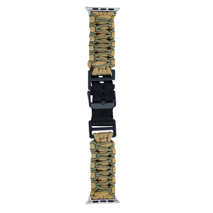 Skorter | For Apple Watch SE 2023 44mm Dual-Layer Braided Paracord Buckle Watch Strap (Khaki Army Green)